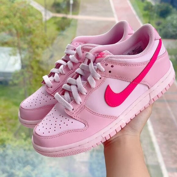 Nike Dunk Low GS Triple Barbie Pink Women's Sneakers - Picture 1 of 9